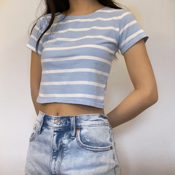 Blue and white striped baby tee - Picture 2 of 2